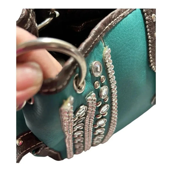 Ladies Western Bling Concealed Carry Turquoise Green Purse - Picture 15 of 16